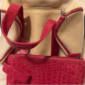 Stylish Pink Crocodile-Embossed Women's Bag
